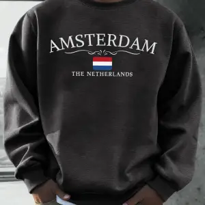 Amsterdam Hollanda Baskılar Erkekler Polar Hip Hop Spor Uzun Kollu Bisiklet Yaka Gevşek Kazak