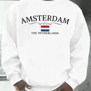 Amsterdam Hollanda Baskılar Erkekler Polar Hip Hop Spor Uzun Kollu Bisiklet Yaka Gevşek Kazak
