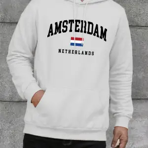 Amsterdam Hollanda Bayrağı Baskı Erkek Kapüşonlular Moda Rahat Kapşonlu Polar Gevşek Hoody Yü