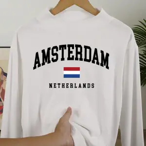 Amsterdam Hollanda Bayrağı Desenli Sıcak Moda Erkek Kazakları Temel Sonbahar Tişörtü Günlük R