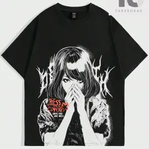 Anime erkek Anime Sloganı Baskılı Yuvarlak Yaka Kısa Kollu Tişört e Yaz Aylar