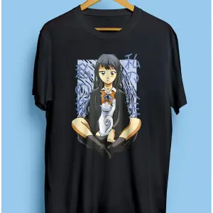 Anime Genç Kız Ve Evcil Kedisi Tasarım Baskılı Unisex Tişört