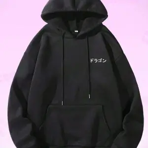 Anime Guys Dragon & Letter Graphic Drawstring Lined Hoodie Beyaz