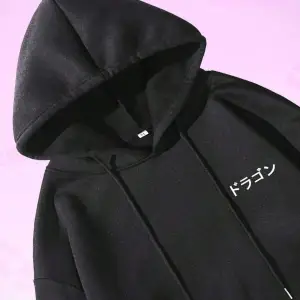 Anime Guys Dragon & Letter Graphic Drawstring Lined Hoodie Beyaz