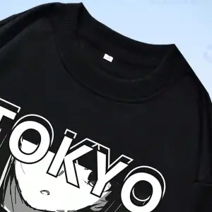 Anime Guys Letter Figure Graphic Sweatshirt Siyah