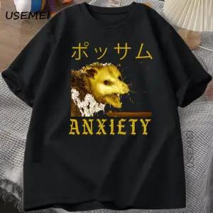 Anksiyete Possum Japon Tarzı Tshirt Rahat Pamuk Kısa Kollu Rakun T-shirt streetwear erkek giy 3011