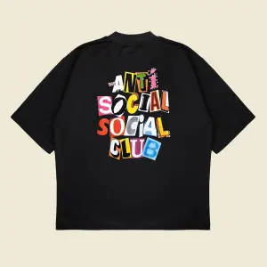 Anti Social Club Baskılı Oversize Unisex Pamuklu Nefes Alan Kalın Kumaşlı