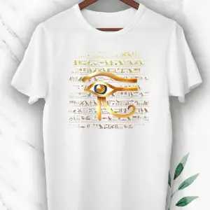 Antik Mısır Horusun Gözü Baskılı Beyaz Unisex  T-Shirt