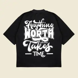 Anythingworth Baskılı Oversize Unisex Pamuklu Nefes Alan Kalın Kumaşlı