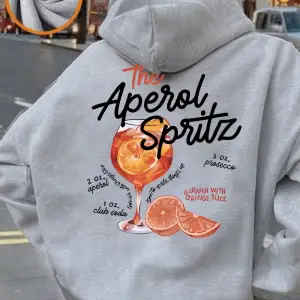 Aperol Spritz Limonlu İçecek Baskılı Kapüşonlu Üstler Kadın Günlük Cepli Sweatshirtler Kışlık