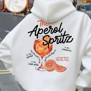 Aperol Spritz Limonlu İçecek Baskılı Kapüşonlu Üstler Kadın Günlük Cepli Sweatshirtler Kışlık