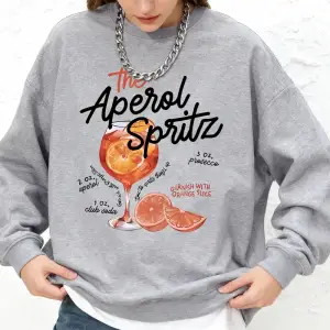 Aperol Spritz Retro Kokteyl Baskılı Kadın Kapüşonlu Üstü Sonbahar Büyük Beden Sweatshirt Spor