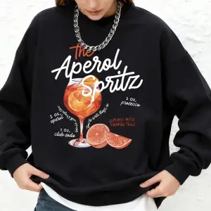 Aperol Spritz Retro Kokteyl Baskılı Kadın Kapüşonlu Üstü Sonbahar Büyük Beden Sweatshirt Spor
