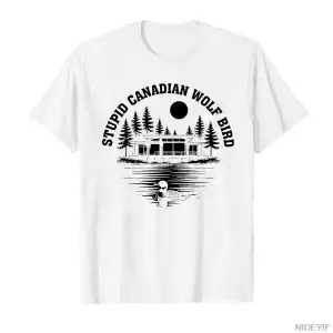 Aptal Kanada Kurt Kuş Alaycı Hayvan T-shirt Erkekler Kadınlar Için % 100% Pamuk T Shirt Kısa