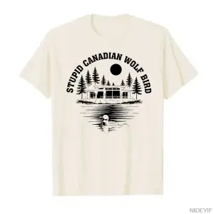 Aptal Kanada Kurt Kuş Alaycı Hayvan T-shirt Erkekler Kadınlar Için % 100% Pamuk T Shirt Kısa