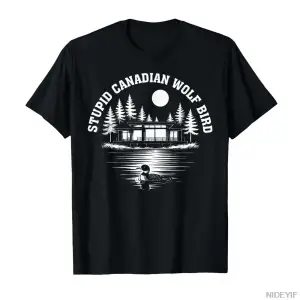Aptal Kanada Kurt Kuş Alaycı Hayvan T-shirt Erkekler Kadınlar Için % 100% Pamuk T Shirt Kısa