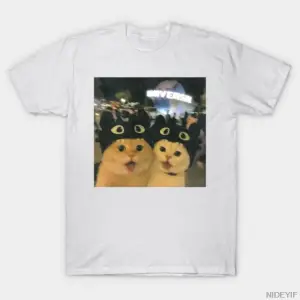 Aptal Zencefil Kedi Meme Şapka Giyen Sevimli Kediler Erkekler Kadınlar Için T-shirt % 100% Pa