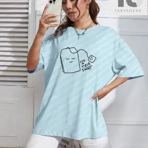 Araba Ve Slogan Grafikli Düşük Omuz Oversize Tişört