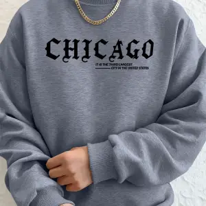 Art City Chicago Sloganı Baskılar Erkekler Kapüşonlular Sonbahar Polar Sıcak Tişörtü Rahat Ge