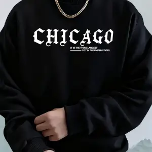 Art City Chicago Sloganı Baskılar Erkekler Kapüşonlular Sonbahar Polar Sıcak Tişörtü Rahat Ge