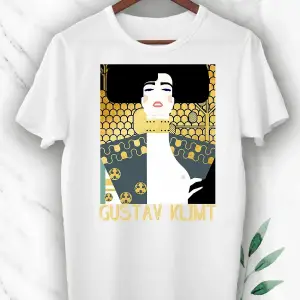 Art Gustav Klimt Eseri Baskılı Beyaz Unısex Tişört