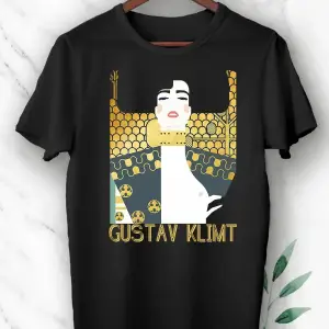 Art Gustav Klimt Eseri Baskılı Beyaz Unısex Tişört