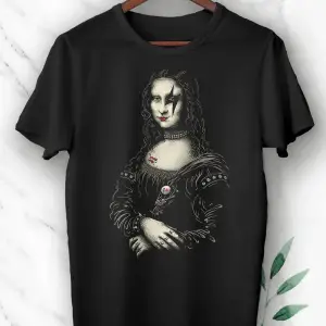 Art Heavy Metal Mona Lisa Baskılı Siyah Unısex Tişört