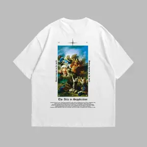 Art Is Supplication Siluet Baskılı Oversize Unisex Beyaz