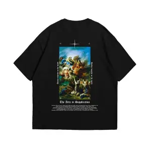 Art Is Supplication Siluet Baskılı Oversize Unisex Beyaz
