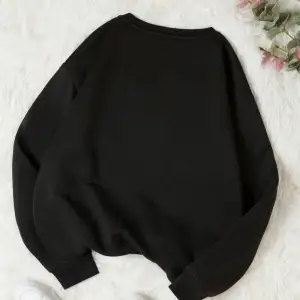 AS Renkli Oversize Bisiklet Yaka Pamuklu Sweatshirt Siyah