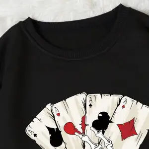 AS Renkli Oversize Bisiklet Yaka Pamuklu Sweatshirt Siyah