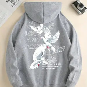 Aşk Ve Barış Mektup Güvercin Baskılı Kapüşonlular Casual Kadın Tişörtü Rahat Polar Kazak Crew