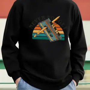 Asla Unutma Walkman Desen Erkekler Kazak Sokak Rahat Kazak Gevşek Yumuşak Üst Polar Sokak Sti