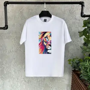 Aslan Baskılı Beyaz Baskılı Erkek