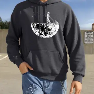 Astronotlar Gezegeni Temizliyor Baskılı Erkekler Kapüşonlular Hip Hop Polar Hoodie Moda Bisik