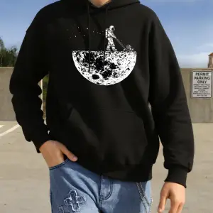Astronotlar Gezegeni Temizliyor Baskılı Erkekler Kapüşonlular Hip Hop Polar Hoodie Moda Bisik
