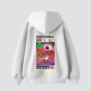 AstroWorld Baskılı Oversize Unisex Beyaz