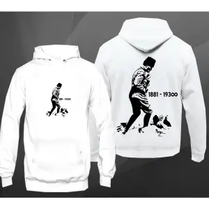 Atatürk 1881-1938 Unisex Kapşonlu 12794 Beyaz