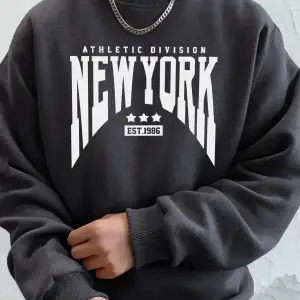 Athletic Division New York Est 1986 Baskı Erkekler Sonbahar Modası Kapüşonlu Üst Uzun Kollu T