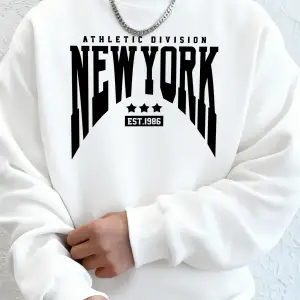 Athletic Division New York Est 1986 Baskı Erkekler Sonbahar Modası Kapüşonlu Üst Uzun Kollu T