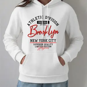 Atletik Bölümü Brooklyn Baskılar Kapüşonlular Bayan Temelleri Sportif Tişörtü Kış Polar Sıcak