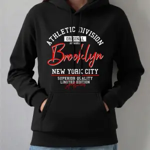 Atletik Bölümü Brooklyn Baskılar Kapüşonlular Bayan Temelleri Sportif Tişörtü Kış Polar Sıcak