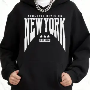 Atletik Bölümü New York Est 1986 Baskılar Pamuk Kapüşonlular Kadın Kış Gevşek Kazak Polar Sıc