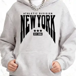 Atletik Bölümü New York Est 1986 Baskılar Pamuk Kapüşonlular Kadın Kış Gevşek Kazak Polar Sıc