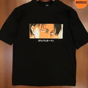 Attack On Titan Levi Ackerman Gözler Baskılı Oversize Siyah