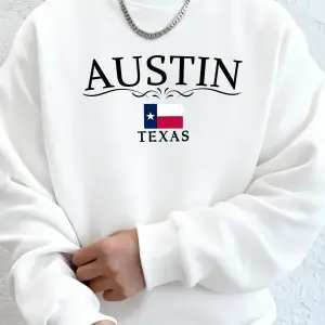 Austin Texas Mektup Baskılı Unisex Cepli Giysiler Basit Spor Sweatshirtler Polar Sonbahar Kap