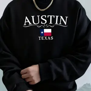 Austin Texas Mektup Baskılı Unisex Cepli Giysiler Basit Spor Sweatshirtler Polar Sonbahar Kap