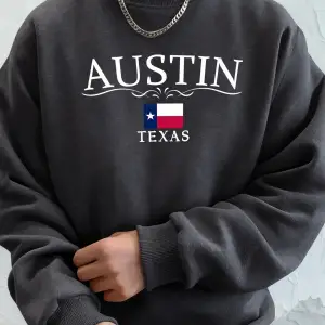 Austin Texas Mektup Baskılı Unisex Cepli Giysiler Basit Spor Sweatshirtler Polar Sonbahar Kap