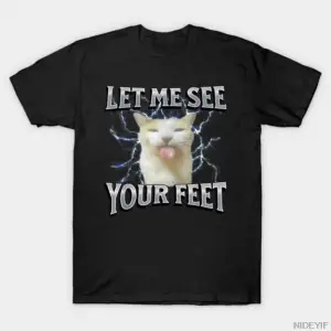 Ayaklarınız Komik Saldırgan Kedi Meme Bootleg Grafik T-shirt Erkekler Kadınlar Için % 100% Pa