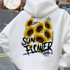 Ayçiçeği Baskılı Kapüşonlu Üstler Kadınlar İçin Kışlık Polar Sıcak Kazaklar Temel Cepli Sweat